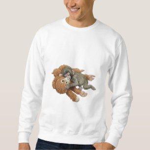 Monkey Punch Grafik, Baby Monkey Orangutang Knuff Lång Ärmad Tröja