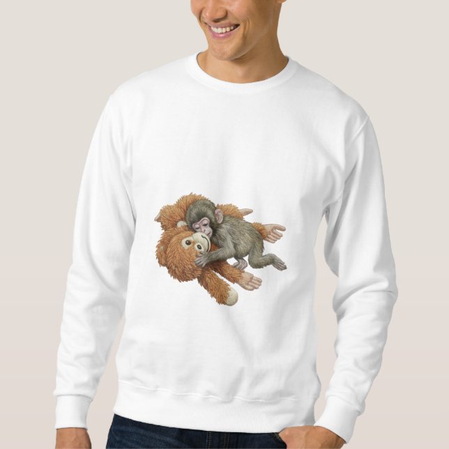 Monkey Punch Grafik, Baby Monkey Orangutang Knuff  Lång Ärmad Tröja (Framsida)