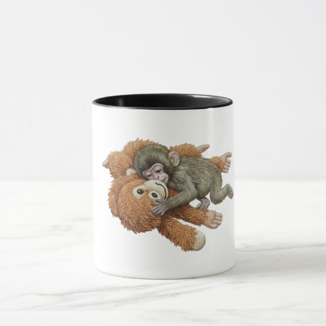 Monkey Punch Graphic, Baby Monkey Orangutan Hug  Mugg (Center)