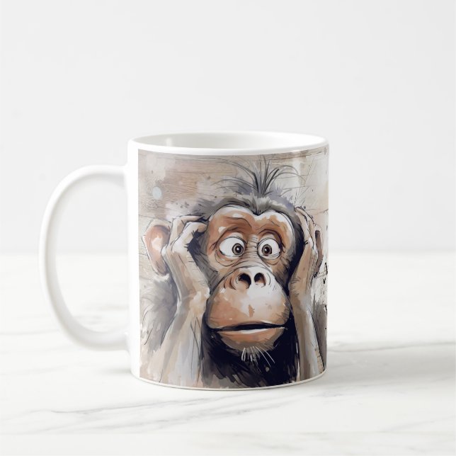 Monkey Quirky Crazy Tecknad Kaffemugg (Vänster)