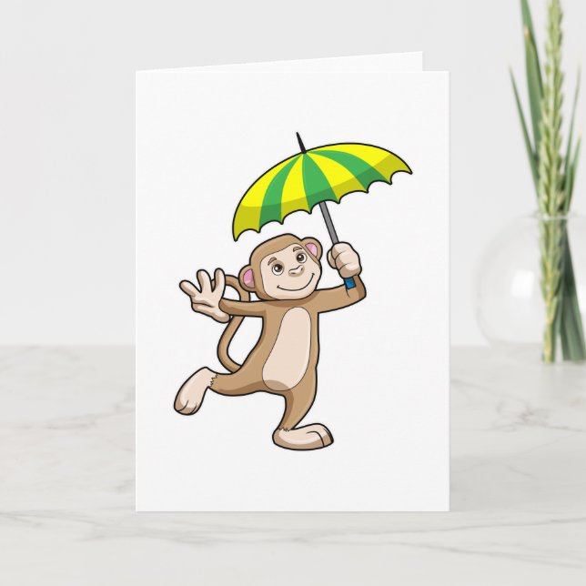 Monkey Rain Umbrella Kort (Framsida)