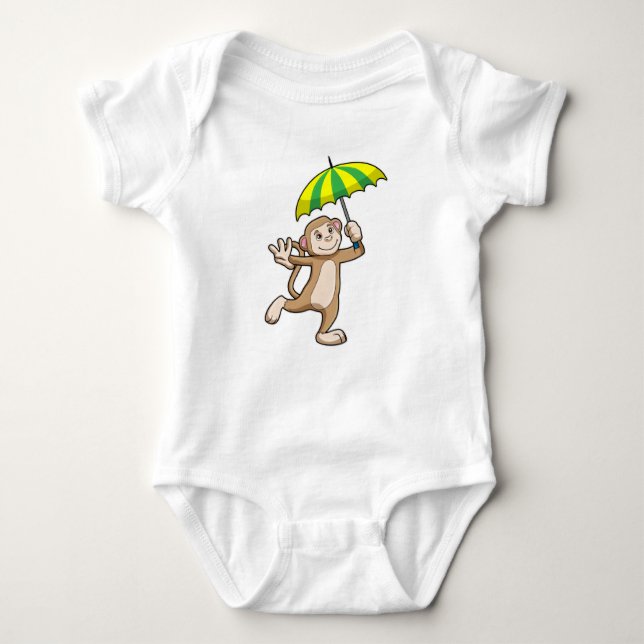 Monkey Rain Umbrella T Shirt (Framsida)