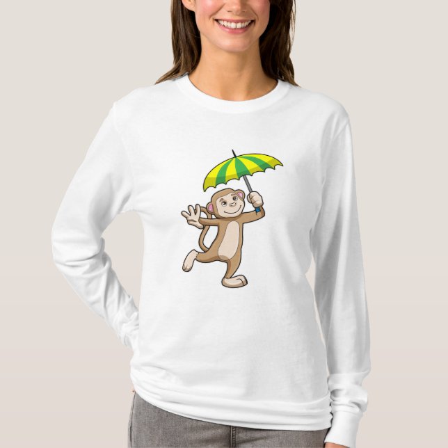Monkey Rain Umbrella T Shirt (Framsida)