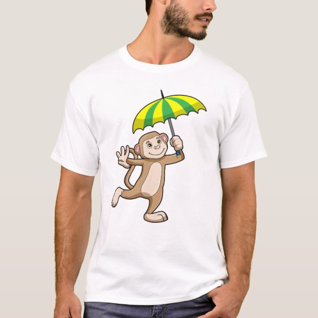 Monkey Rain Umbrella T Shirt (Framsida)