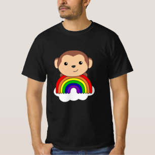Monkey Rainbow Cloud Cute Animals För barn Monkey T Shirt