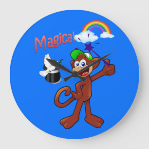 Monkey Rainbow Magic Blue Clock Stor Klocka