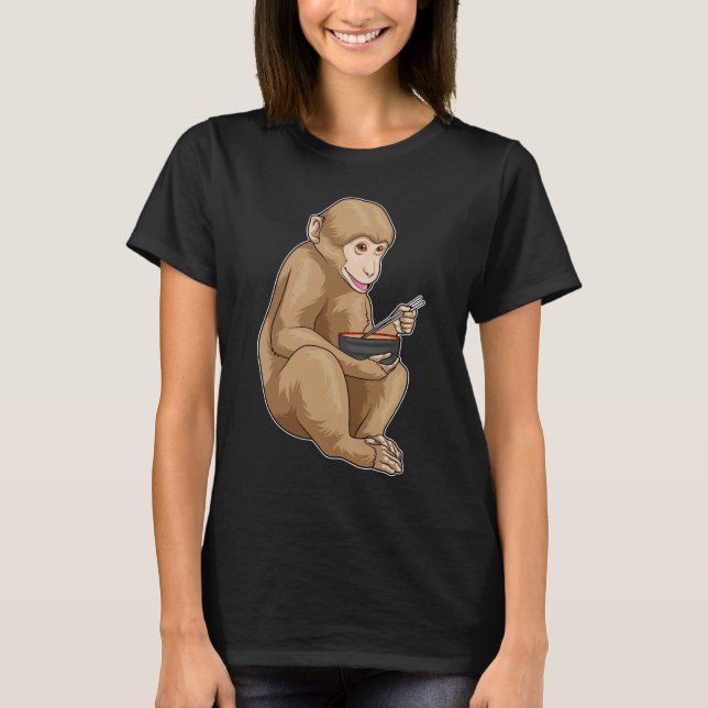 Monkey Ramen Bowl T Shirt (Framsida)
