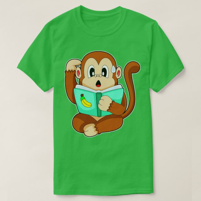 Monkey Reading Bok T Shirt (Design framsida)