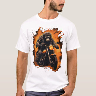 Monkey Rider Biker Tecknad T Shirt