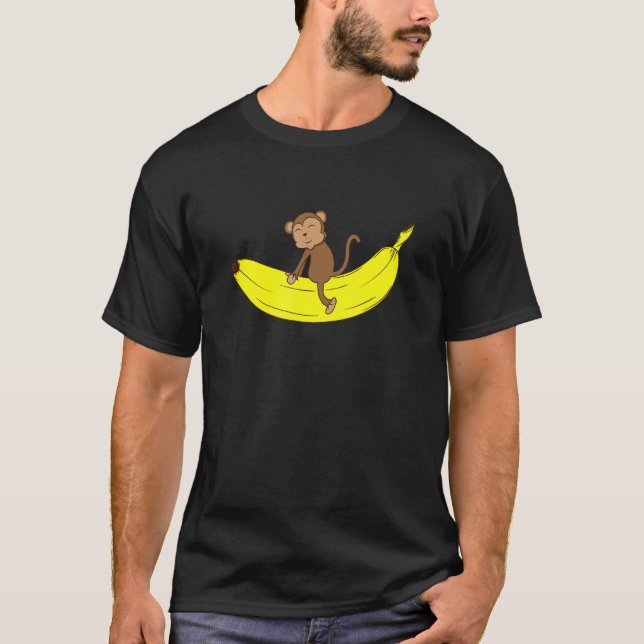 Monkey Rides on Banana T Shirt (Framsida)