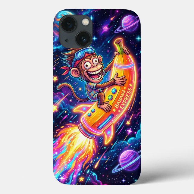 Monkey Riding a Banana Rocket Phone Case (Baksida)