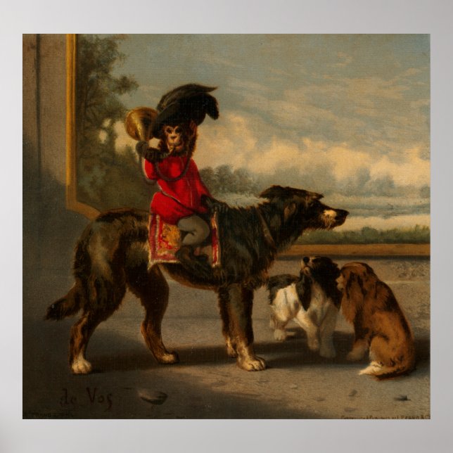 Monkey Riding Hund Poster (Framsidan)