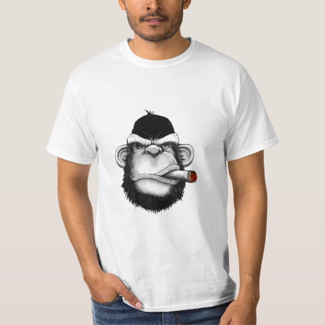 Monkey röker t shirt (Framsida)