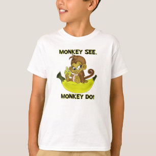 "Monkey See,Monkey Do"-leverans Tee Shirt