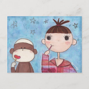 Monkey See, Monkey Do Postcard Vykort