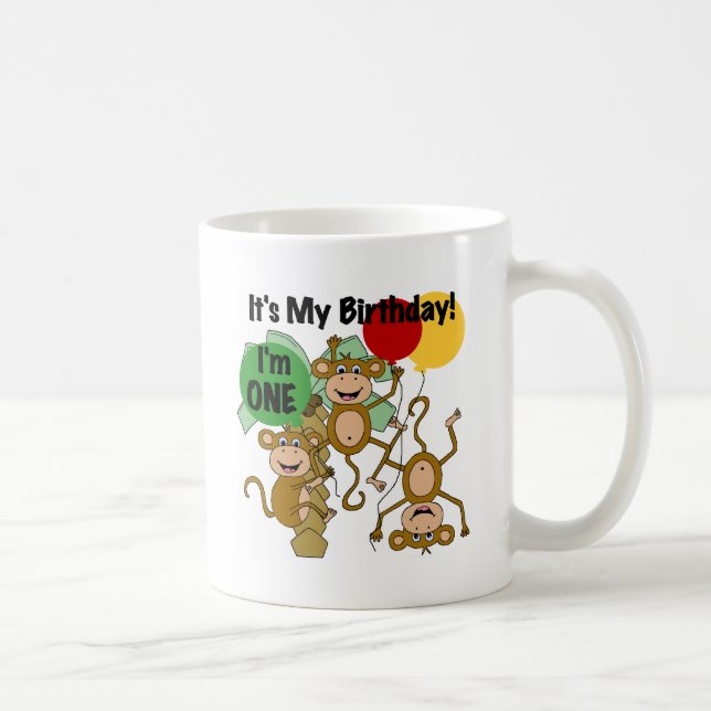 Monkey Shine 1:a Birthday Tshirts and Gifts Kaffemugg (Höger)