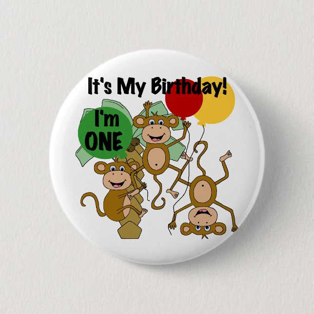 Monkey Shine 1:a Birthday Tshirts and Gifts Knapp (Framsida)