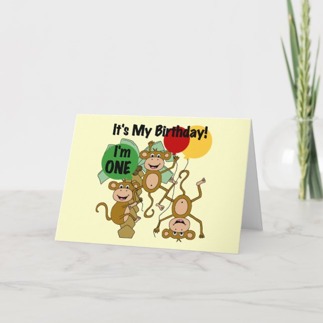Monkey Shine 1:a Birthday Tshirts and Gifts Kort (Framsida)
