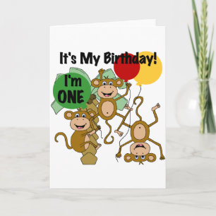 Monkey Shine 1:a Birthday Tshirts and Gifts Kort