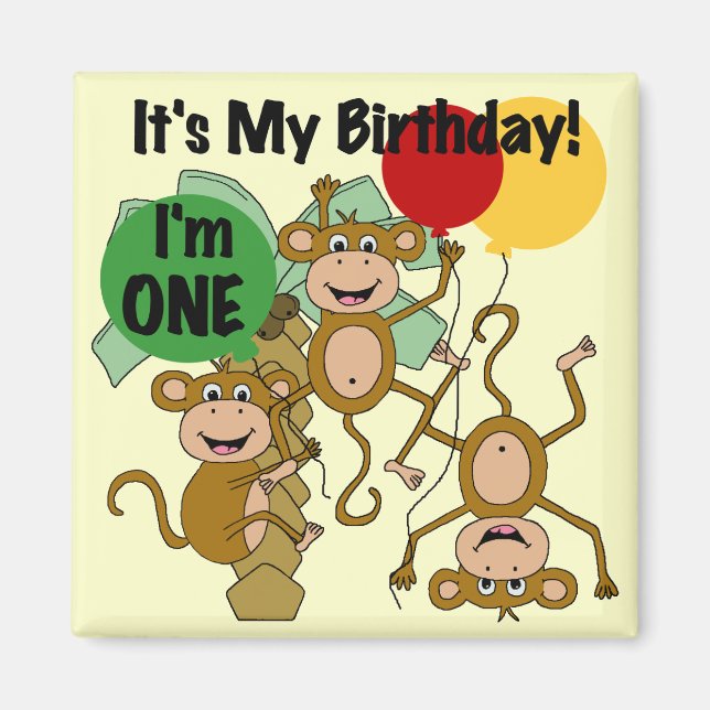 Monkey Shine 1:a Birthday Tshirts and Gifts Magnet (Framsidan)