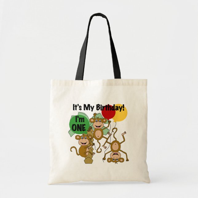 Monkey Shine 1:a Birthday Tshirts and Gifts Tygkasse (Framsidan)