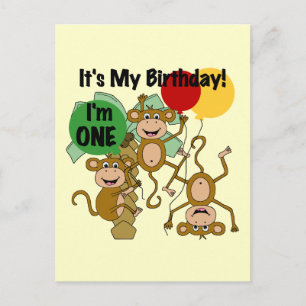 Monkey Shine 1:a Birthday Tshirts and Gifts Vykort