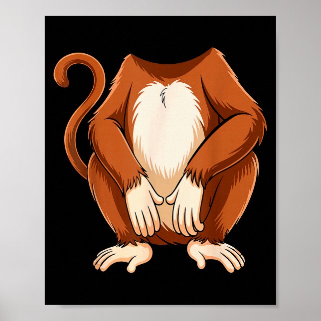 Monkey Shirt Adult Kids Men Women Brown Monkey Cos Poster (Framsidan)