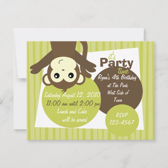 Monkey-Side-down Inbjudningar (Framsida)