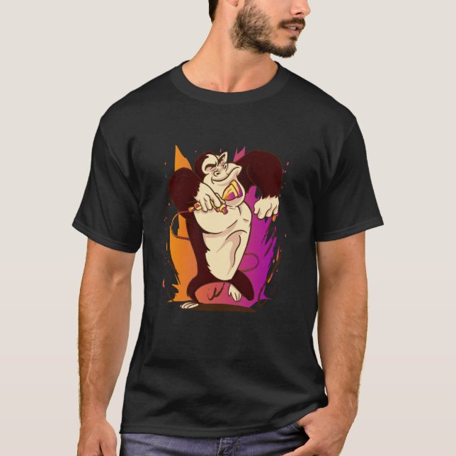 Monkey singaling karaoke singer musikmikrofon t shirt (Framsida)