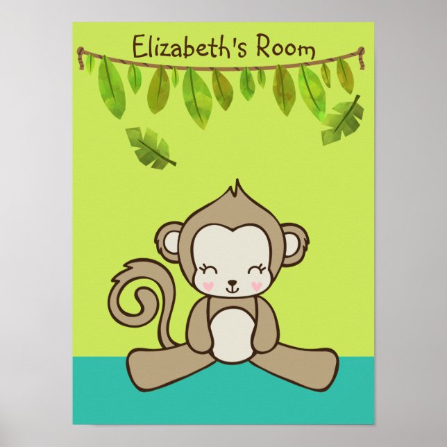 Monkey Sitta Down Cute & Kawaii Poster (Framsidan)