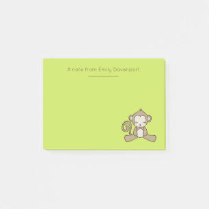 Monkey Sitta Down Tittar Lycklig Cute & Kawaii Post-it Block