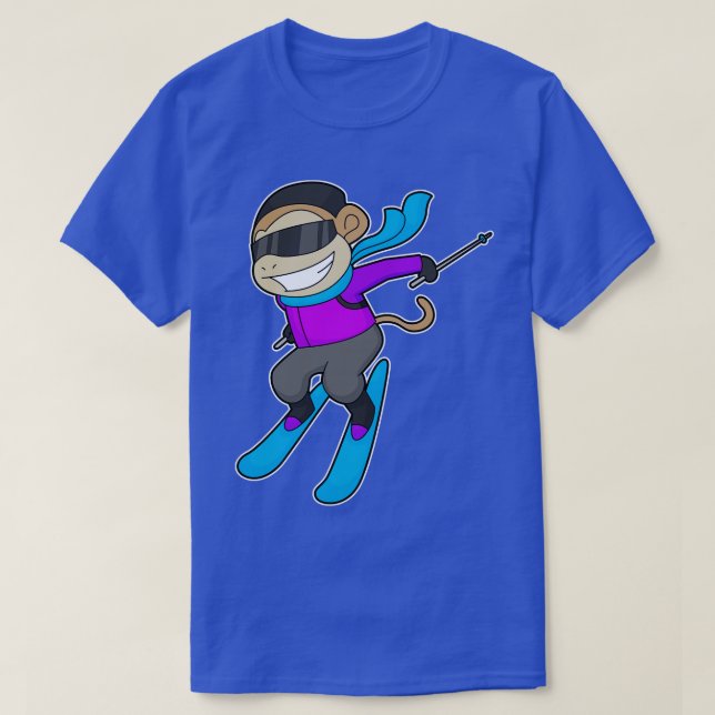Monkey Skier Ski T Shirt (Design framsida)