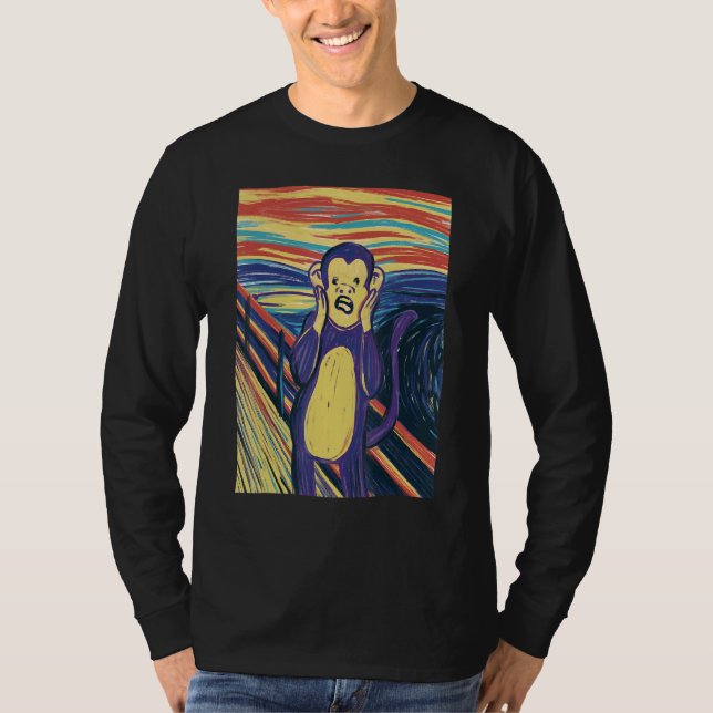 Monkey Skräm Munch målar Skräm- apan T Shirt (Framsida)