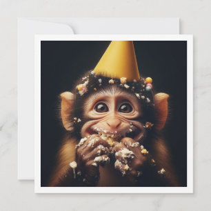 Monkey smash-tårtfödelsedag, apa-inbjudan inbjudningar