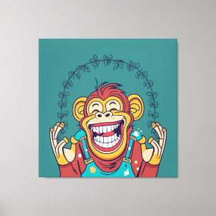 Monkey Smiling Canvastryck