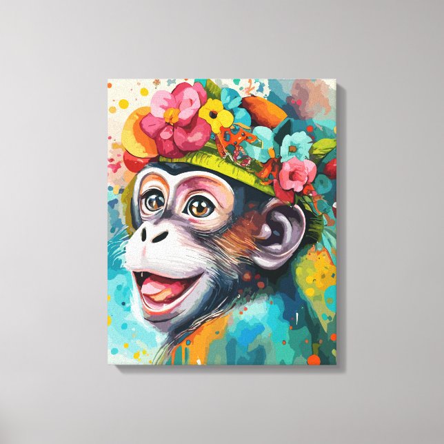Monkey Smiling Canvastryck (Framsida)