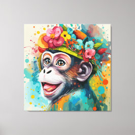 Monkey Smiling Canvastryck