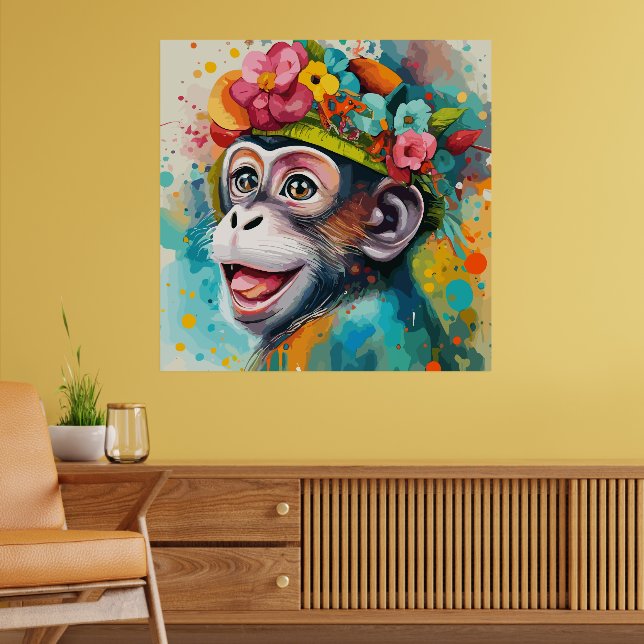 Monkey Smiling Poster (Vardagsrum 2)