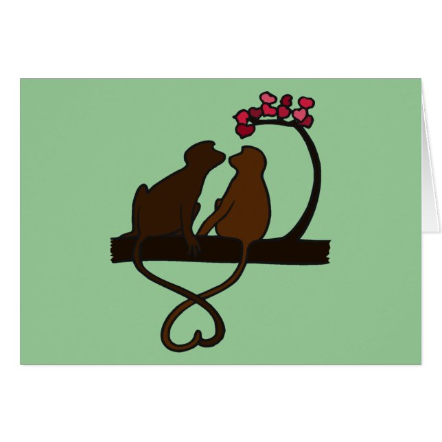 Monkey Smooches Card Hälsningskort (Framsidan Horizontal)