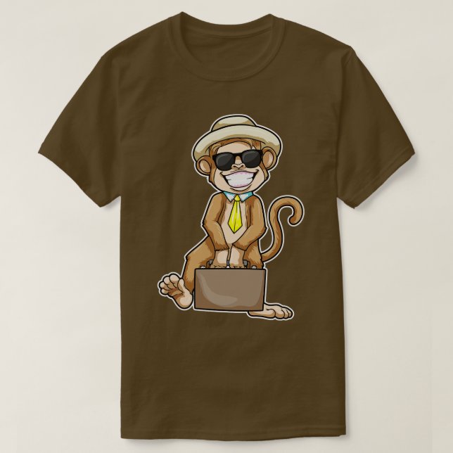 Monkey som affärsman med små solglasögon t shirt (Design framsida)