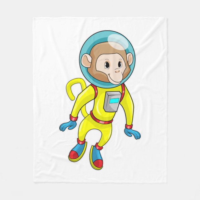 Monkey som Astronaut Fleecefilt (Framsidan)