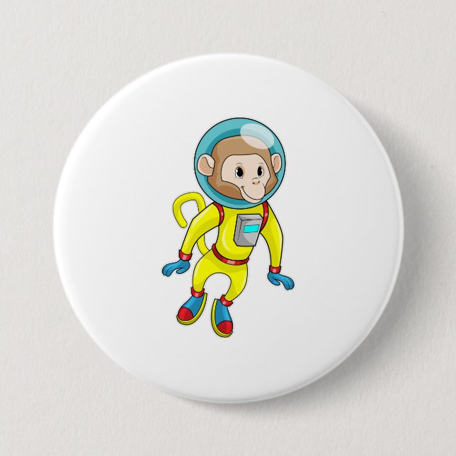 Monkey som Astronaut Knapp (Framsida)