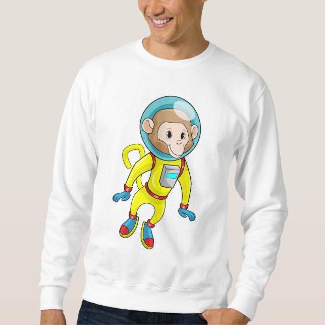 Monkey som Astronaut Lång Ärmad Tröja (Framsida)