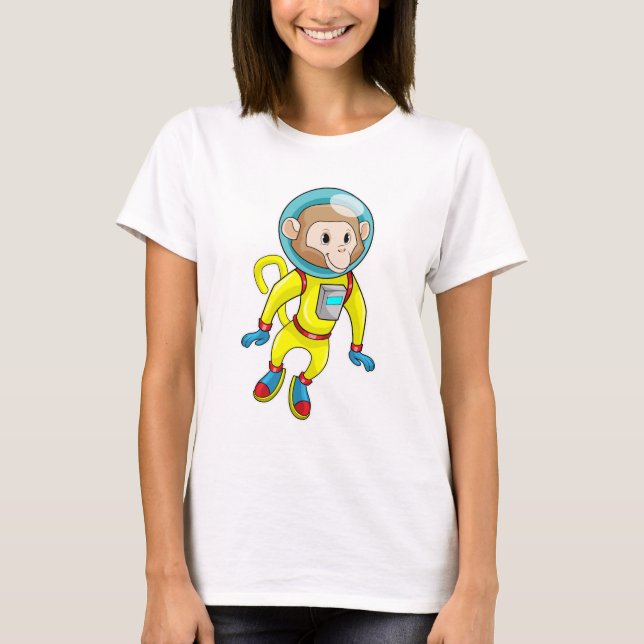 Monkey som Astronaut T Shirt (Framsida)
