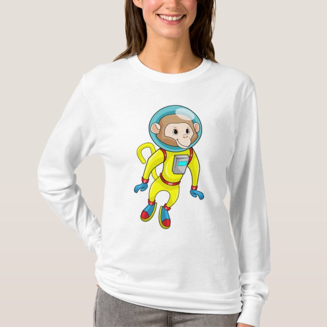 Monkey som Astronaut T Shirt (Framsida)