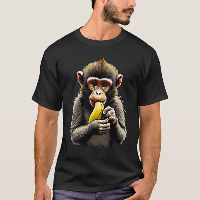 Monkey som äter banan t shirt (Framsida)