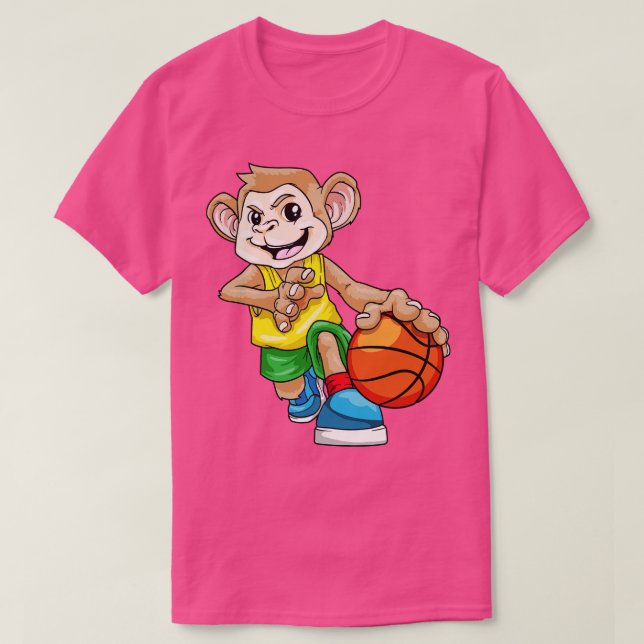 Monkey som basketspelare med basket 2 t shirt (Design framsida)