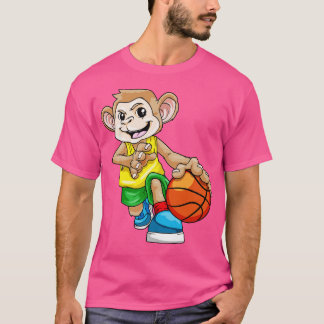 Monkey som basketspelare med basket 2 t shirt