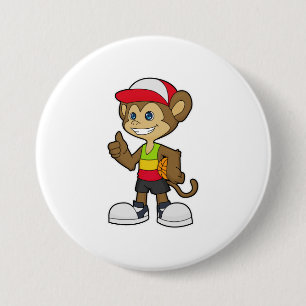 Monkey som basketspelare med basket knapp