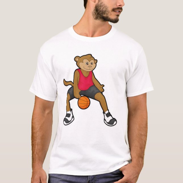 Monkey som basketspelare med basket t shirt (Framsida)